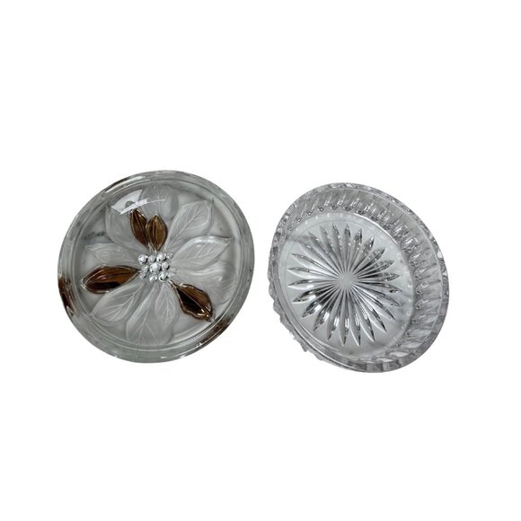 Vintage Studio Nova Decorative Trinket Box with Poinsettia Motif & Gold Accents - Picture 4 of 6